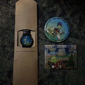 Jiminy Cricket Watch magnet and pin set